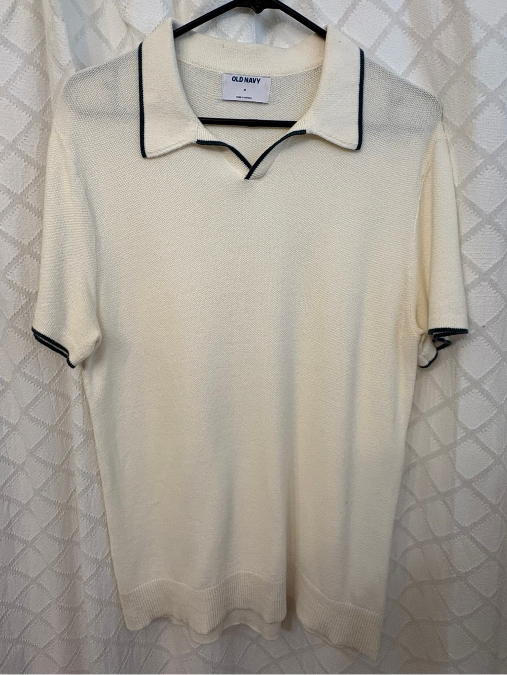 Old Navy Cream Polo with Black Edge Trim